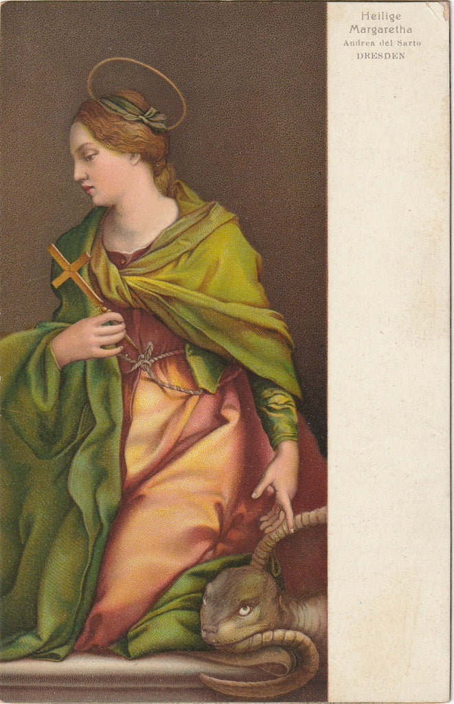 Saint Margaret - Altarpiece Painting - Andrea Del Sarto - Art Postcard, c. 1900s