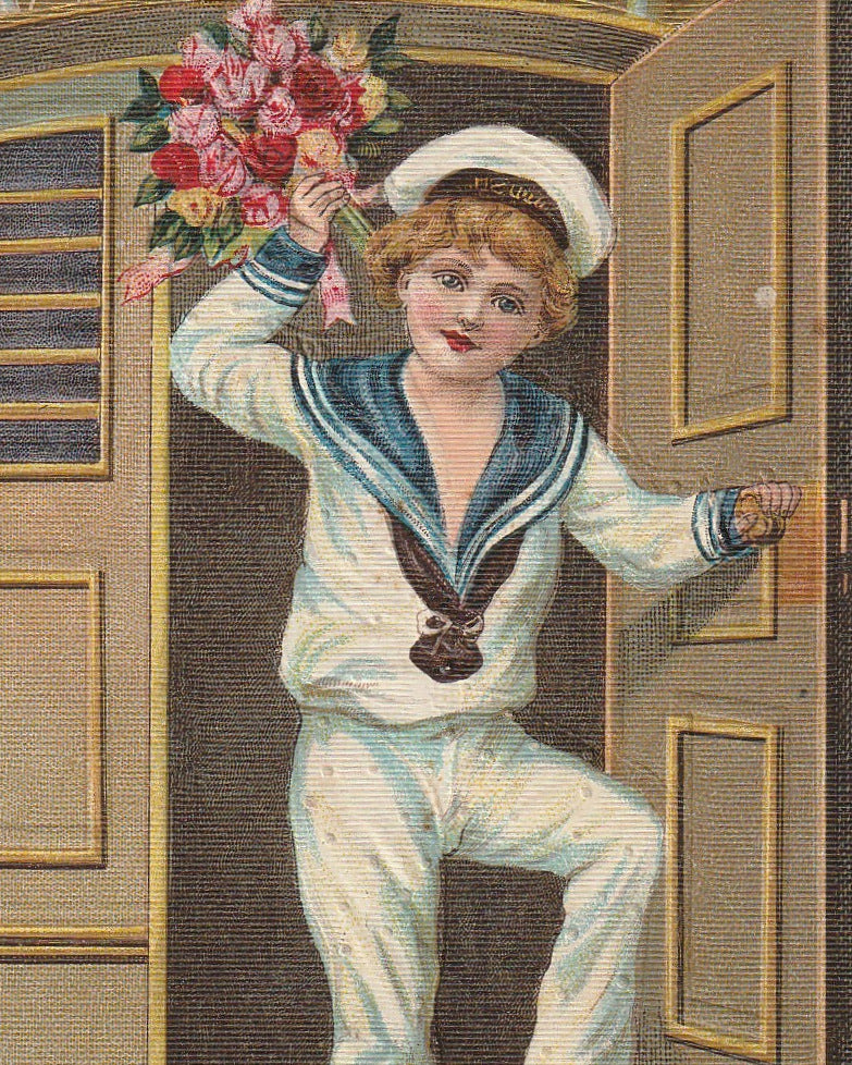 Salve Happy New Year Antique Postcard Close Up 2