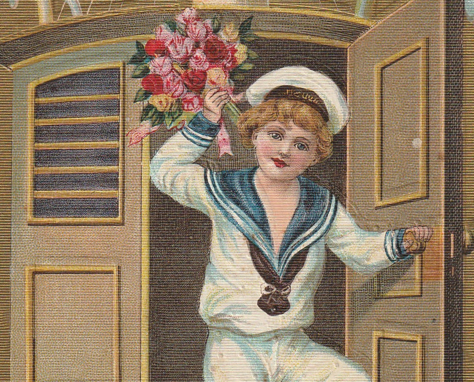 Salve Happy New Year Antique Postcard Close Up 3