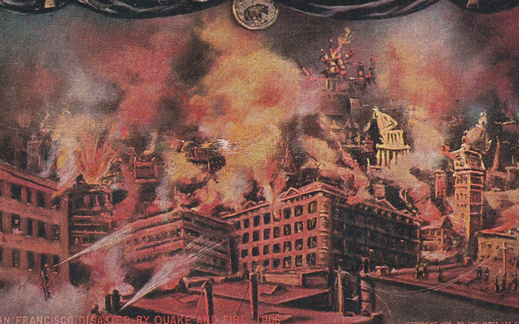 San Francisco Disaster by Earthquake and Fire 1906 Antique Postcard Close up