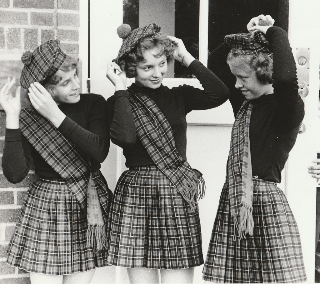 Scottish Highland Dancers - Tartan Kilt - Tam o' Shanter Hats- Photo, c. 1950s Close Up