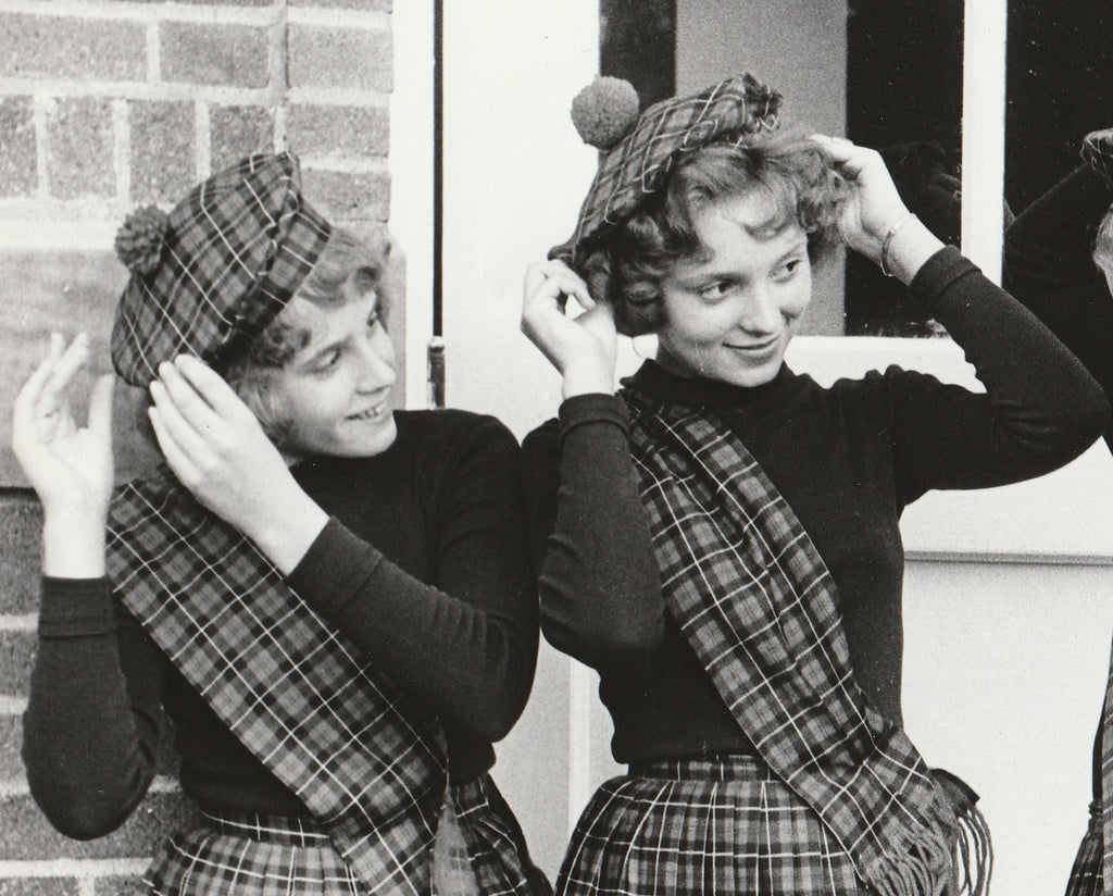 Scottish Highland Dancers - Tartan Kilt - Tam o' Shanter Hats- Photo, c. 1950s Close Up 2