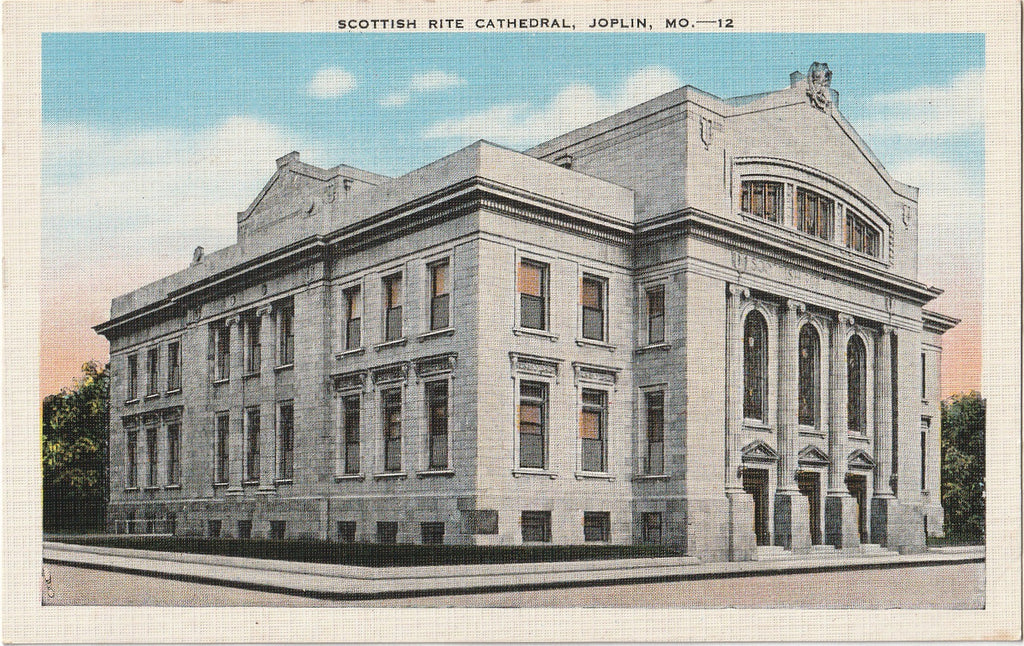 Scottish Rite Cathedral - Joplin, MO - R. W. Roseberry Co. - E. C. Kropp - Postcard, c. 1930s