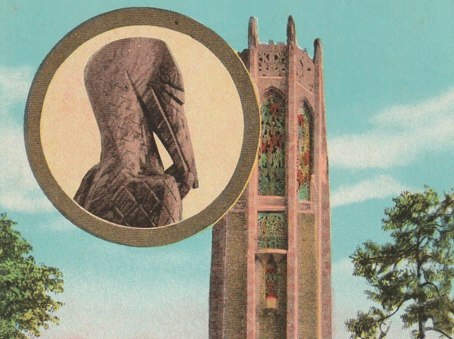 Singing Tower Lake Wales Florida Antique Postcard Close Up 3