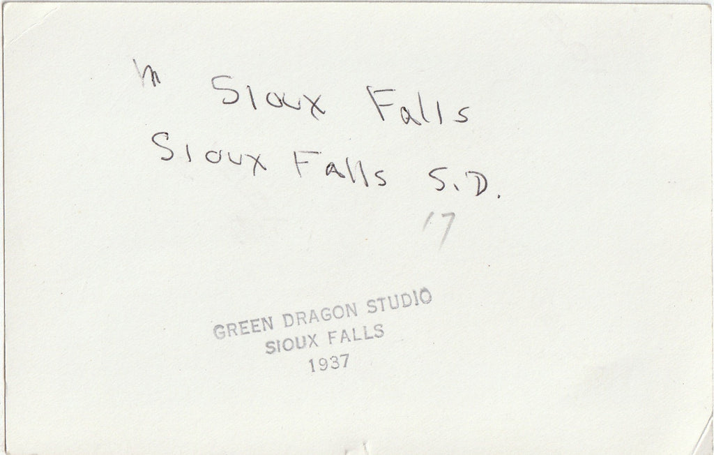 Sioux Falls, South Dakota - Snapshot, c. 1937 Back
