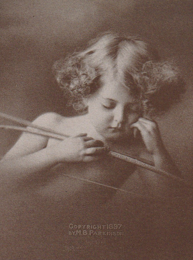 Sleeping Cupid M B Parkinson 1897 Antique Card Close Up