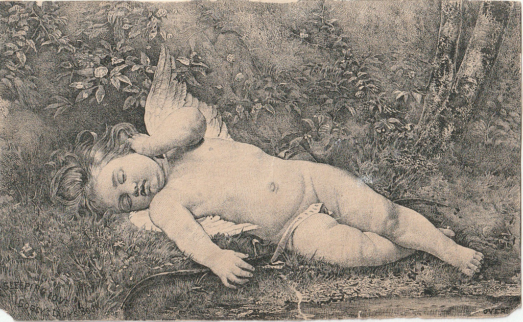 Sleeping Love - Godey's Lady's Book - Trade Card, c. 1885