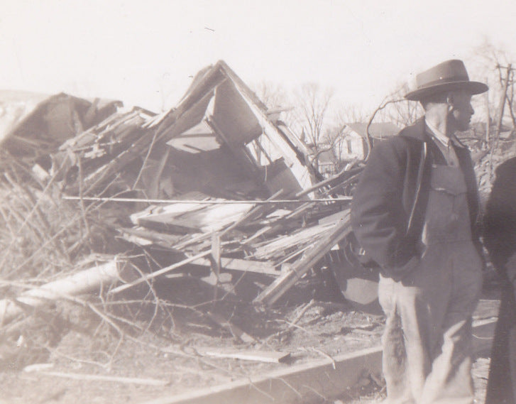 Smile, We're Alive- Tornado Aftermath- House in Ruins - Photo, c. 1940s