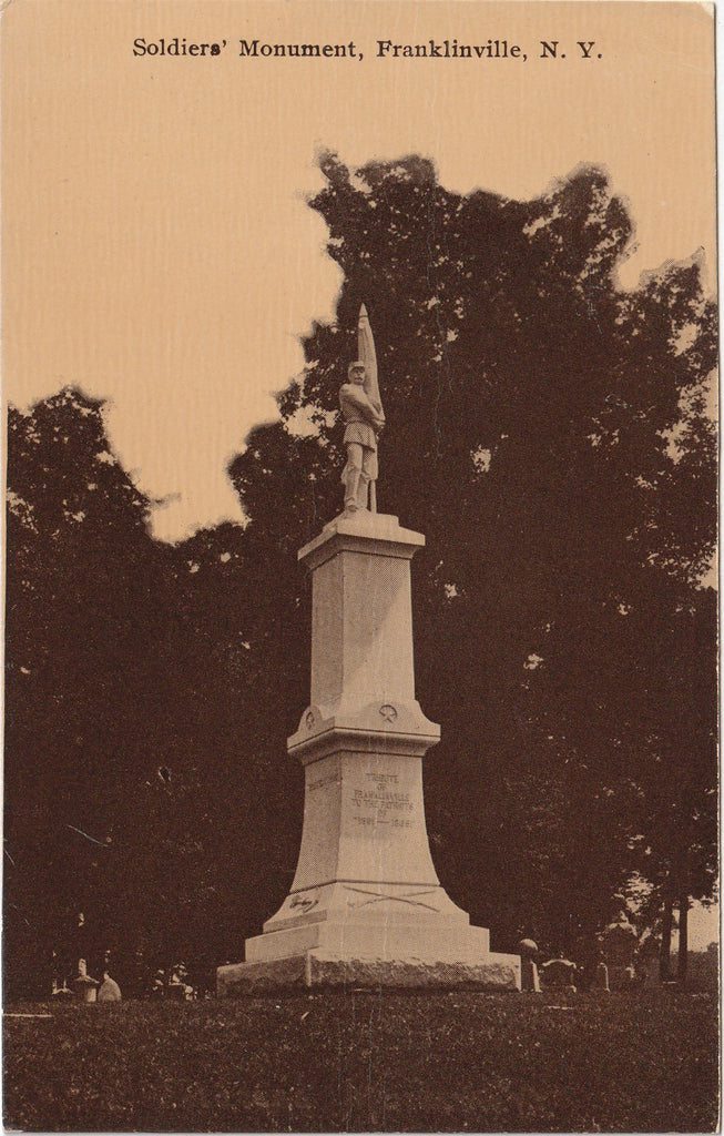Soldier's Monument Mount Prospect Cemetery Franklinville NY Antique Postcard