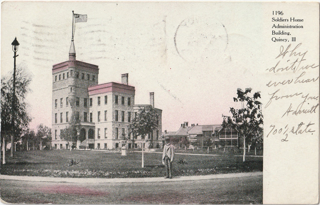 Soldiers Home Administration Building Quincy IL Postcard