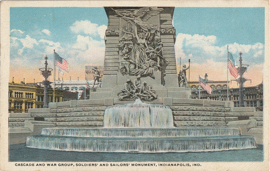 Soldiers and Sailors Monument Cascade Indianapolis Postcard
