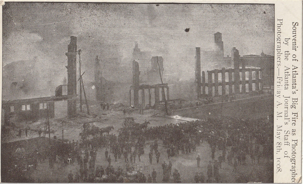 Souvenir of Atlanta's Big Fire - Terminal Block Fire - Atlanta, GA - May 8th, 1908 - Disaster Postcard, c. 1900s