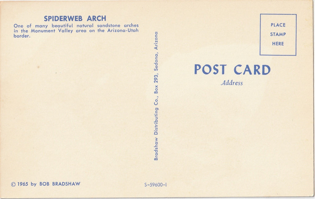 Spiderweb Arch - Monument Valley, Arizona-Utah Border - Postcard, c. 1960s