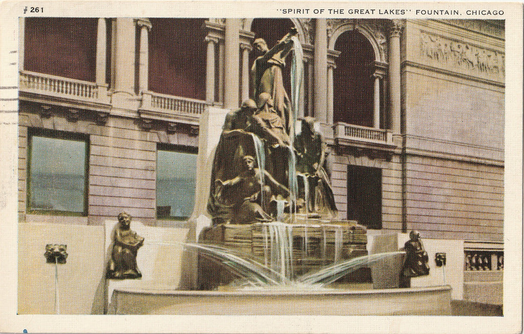 Spirit of the Great Lakes Fountain Chicago Postcard