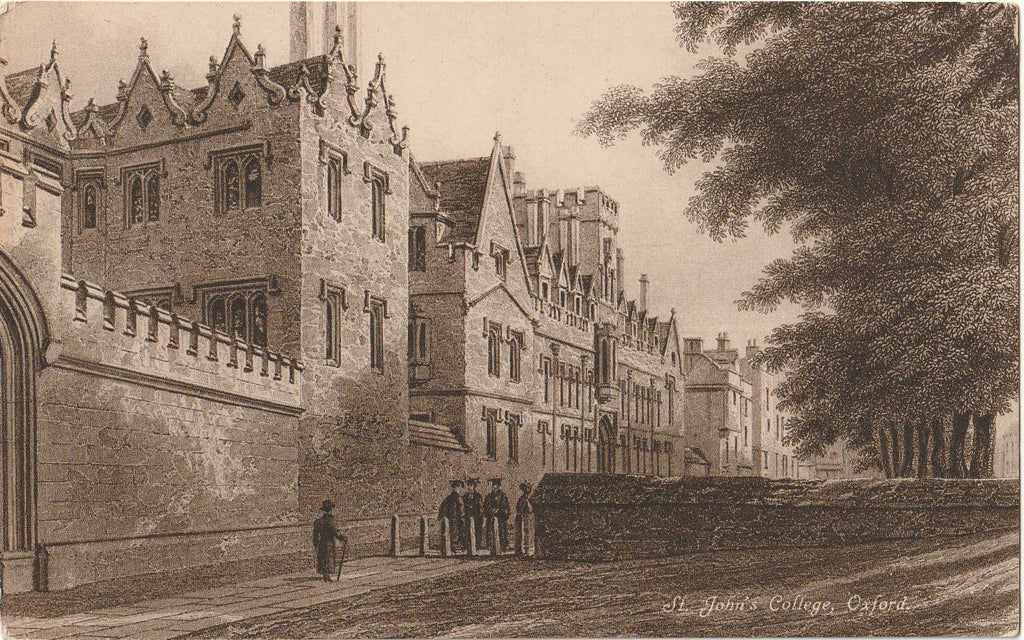 St. John's College Oxford, England - Antique Postcard