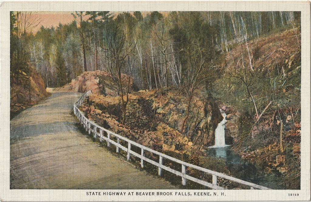 State Highway at Beaver Brook Falls - Keene, NH - Postcard, c. 1930s