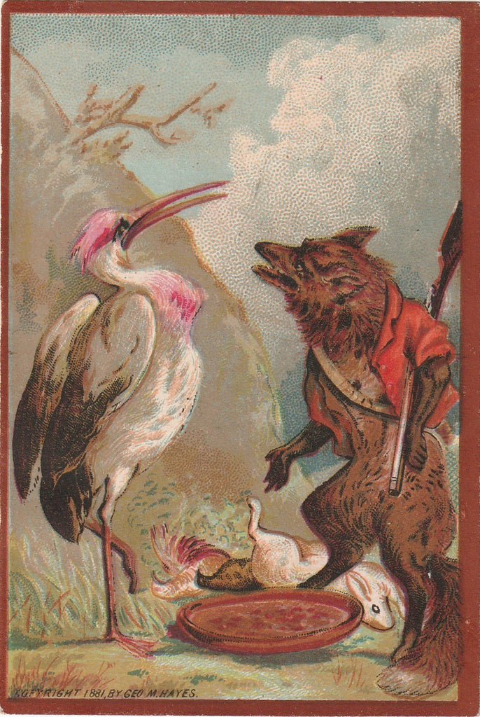 Stork and Fox Geo M Hayes 1881 Trade Card 2 of 2