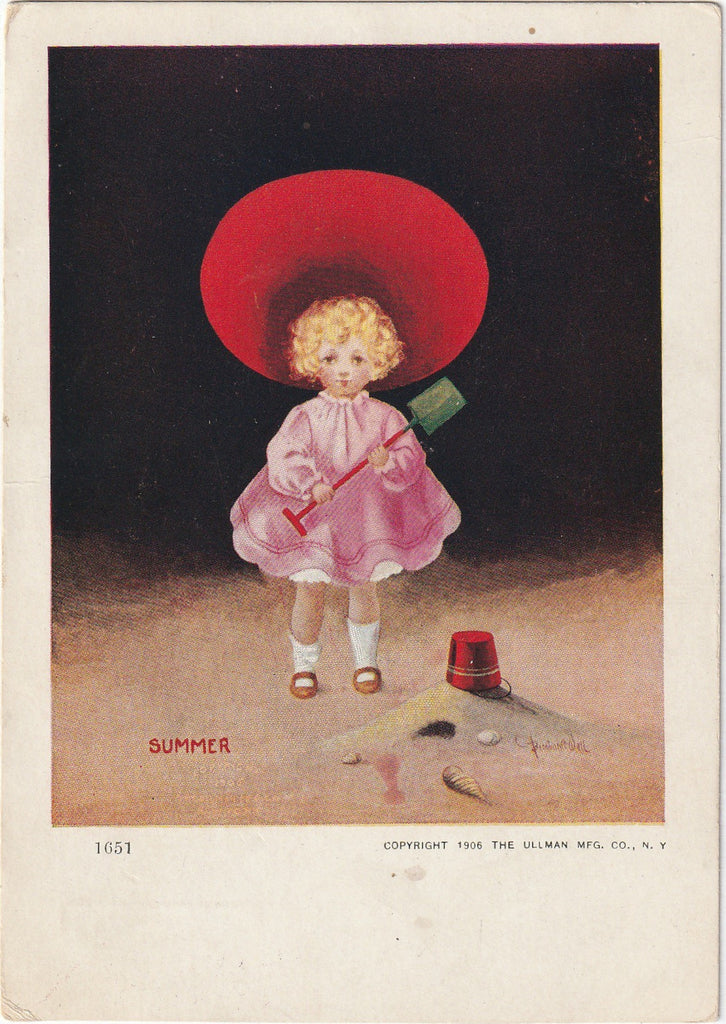 Summer Sunbonnet Girl - Bernhardt Wall - Postcard, c. 1906