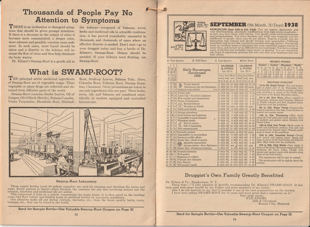 Swamp-Root Dream Book and Almanac - Dr. Kilmer & Co. - Booklet, c. 1938 - What is Swamp-Root