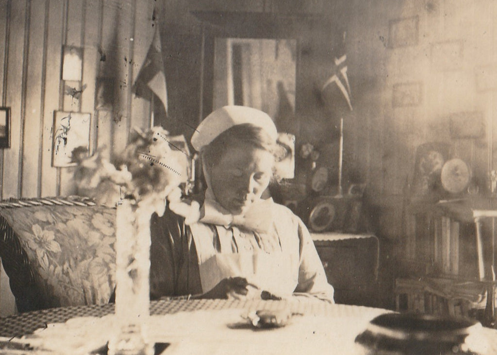 Swedish Nurse Antique Photo Close Up