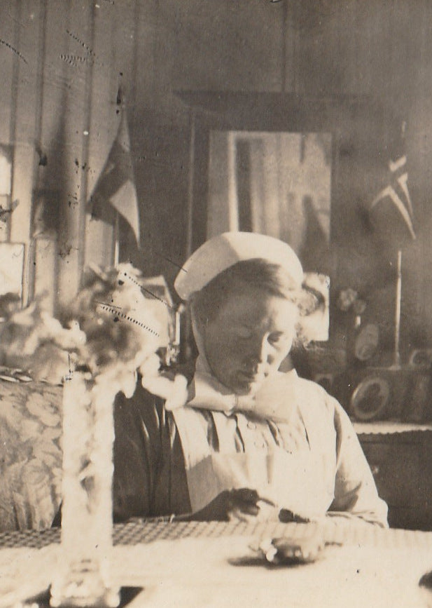 Swedish Nurse Antique Photo Close Up 3