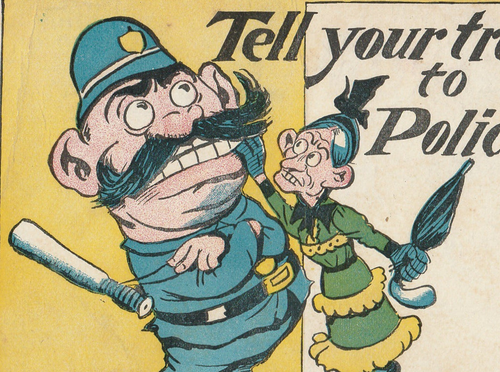 Tell Your Troubles to a Policeman Antique Postcard Close Up