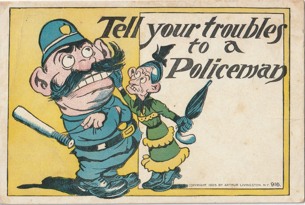 Tell Your Troubles to a Policeman Antique Postcard