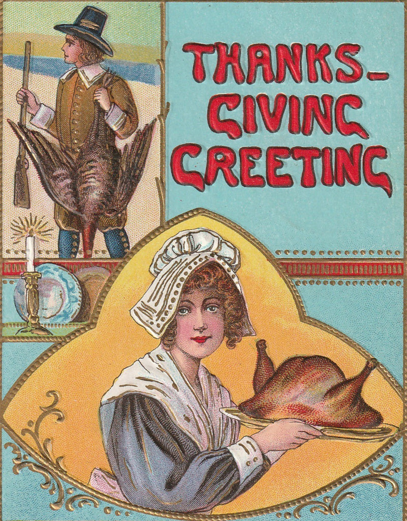 Antique Thanks-Giving Postcard Close Up