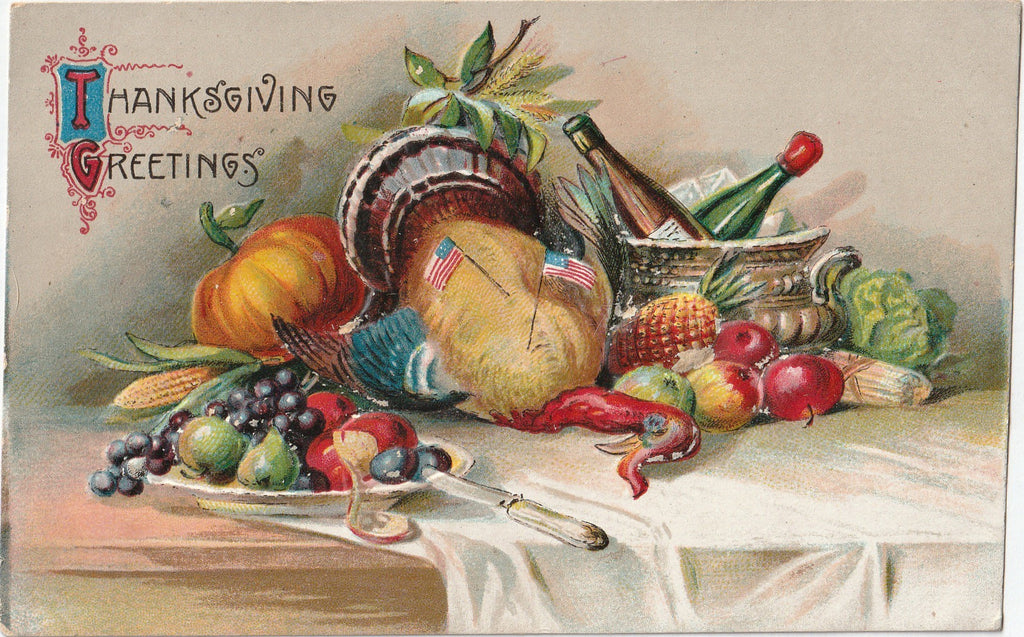 Thanksgiving Greetings - American Turkey - Postcard, c. 1900s