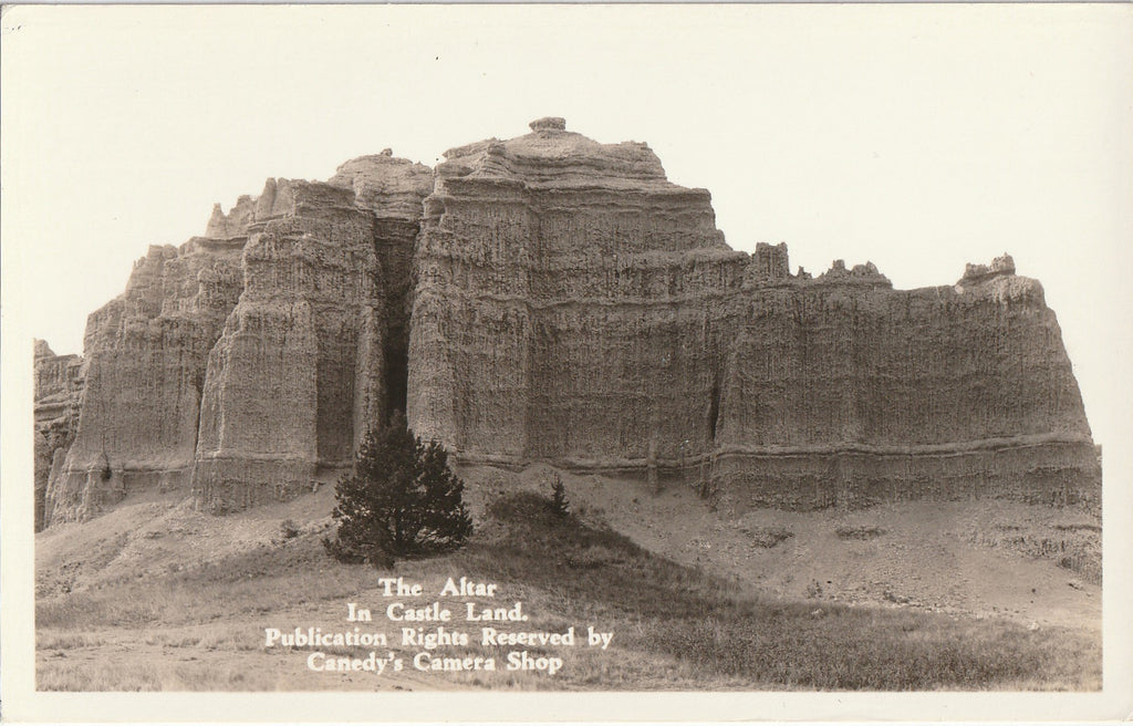 The Altar in Castle Land - Canedy's Camera Shop - Badlands, SD - RPPC, c. 1950s