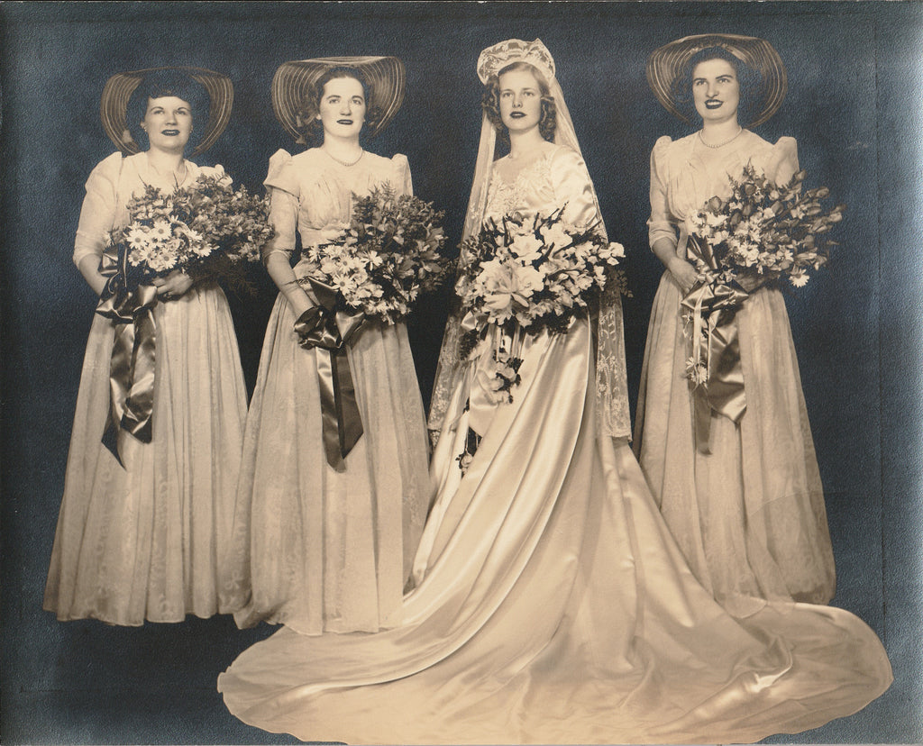 The Bride Wore White Satin - Bridal Party Portrait - Photograph, c. 1930s