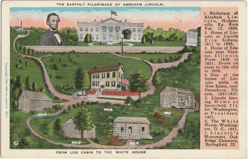 The Earthly Pilgrimage of Abraham Lincoln From Log Cabin to White House - Postcard, c. 1920s