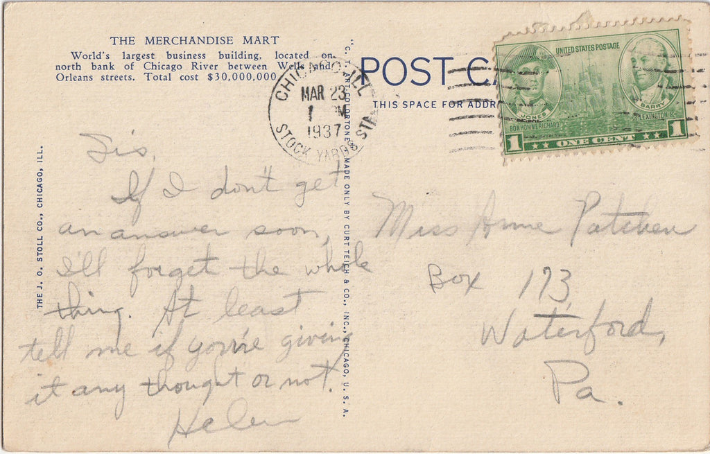 The Merchandise Mart - Chicago, Illinois - Postcard, c. 1930s