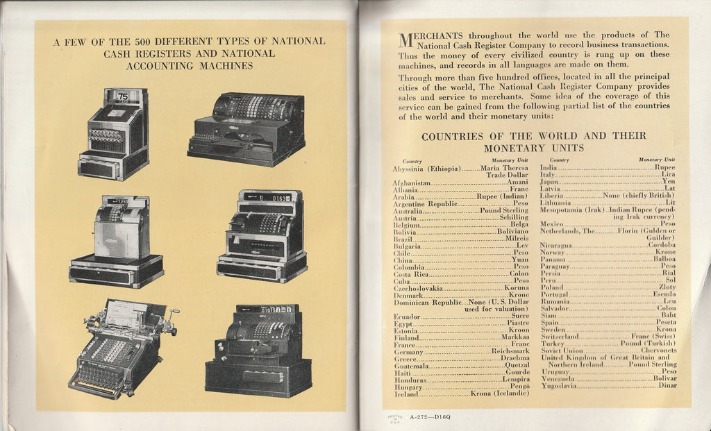 The Money of the World - The National Cash Register Company - A Century of Progress - Booklet, c. 1934 - Inside Back Cover