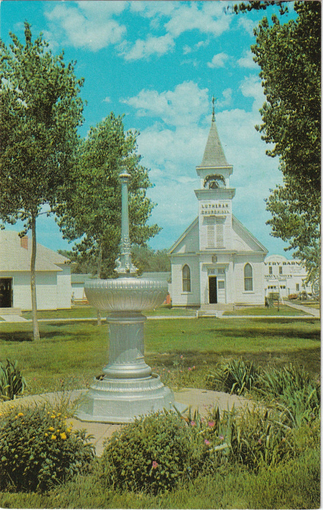 Harold Warp's Pioneer Village - Minden, NE - SET of 2 - Chrome Postcards, c. 1960s - Old Lutheran Church