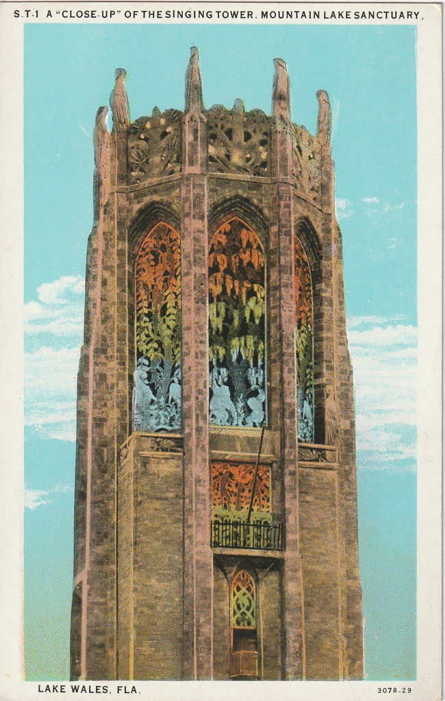 The Singing Tower, Mountain Lake Sanctuary - Lake Wales, Florida - Postcard, c 1940s