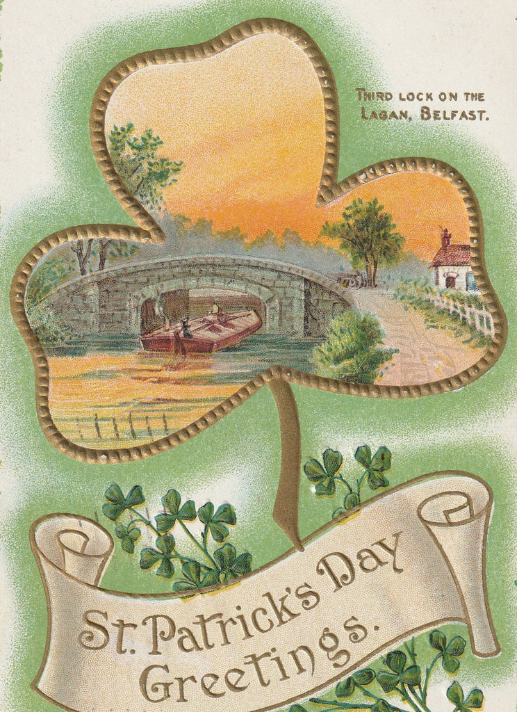 Third Lock on Lagan Belfasr Ireland St. Patrick's Day Postcard Close Up