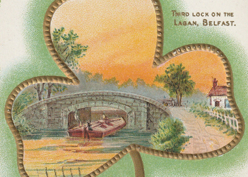 Third Lock on Lagan Belfasr Ireland St. Patrick's Day Postcard Close Up 2