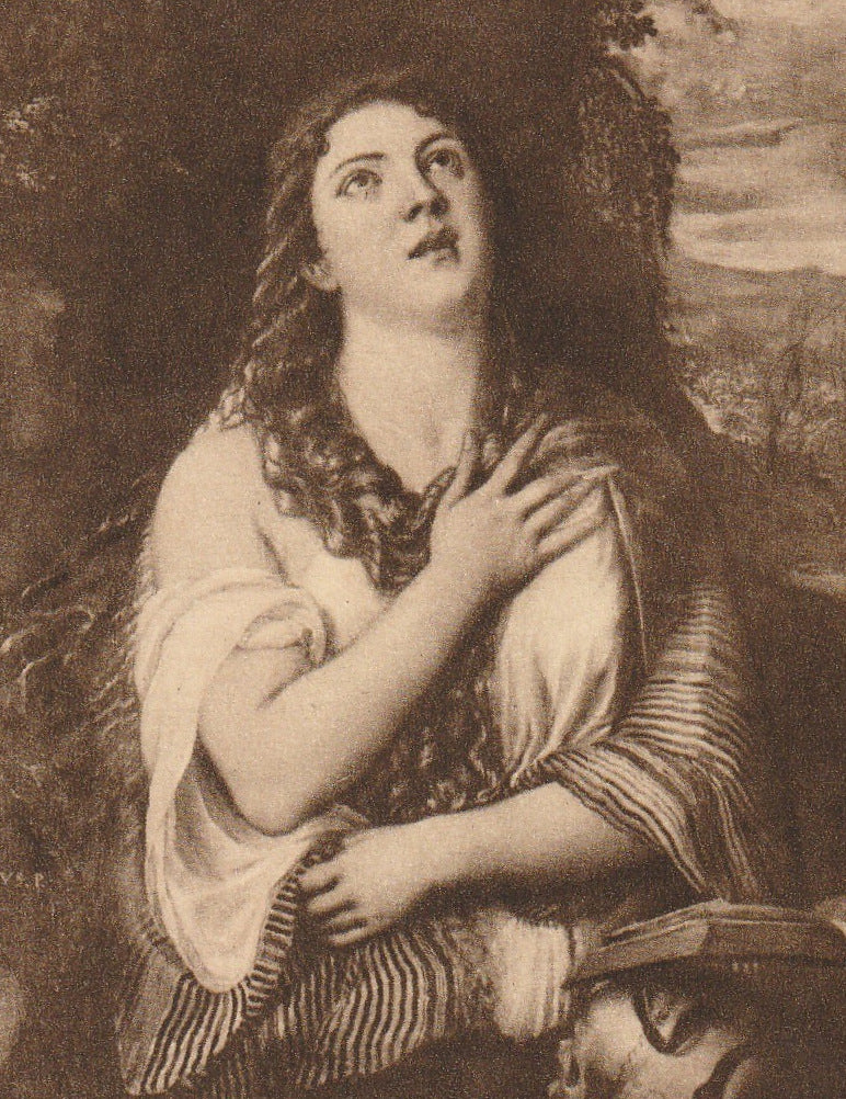 Mary Magdalene Tiziano Vecellio Postcard Close Up 2