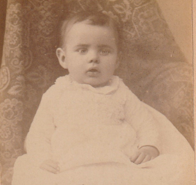 To Mrs. Mollie Ratts - April 2nd, 1870 - Spring, MO - Victorian Baby - CDV Photo - Close Up
