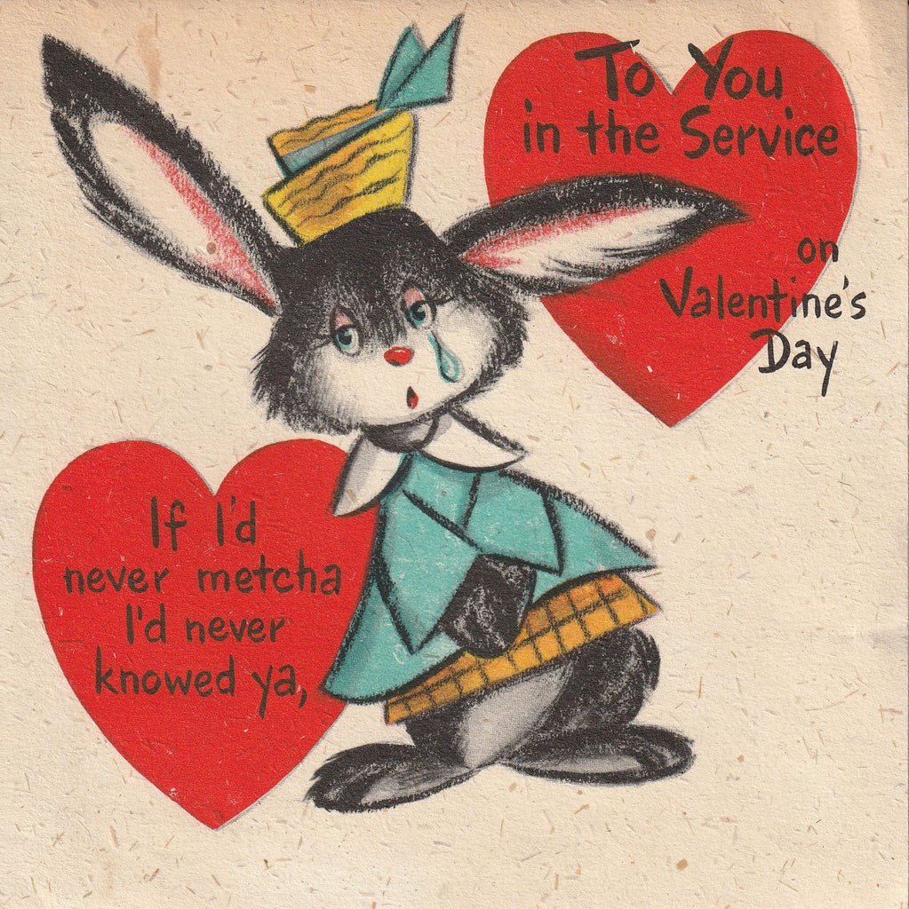 To You in the Service on Valentine's Day Vintage Hallmark Card