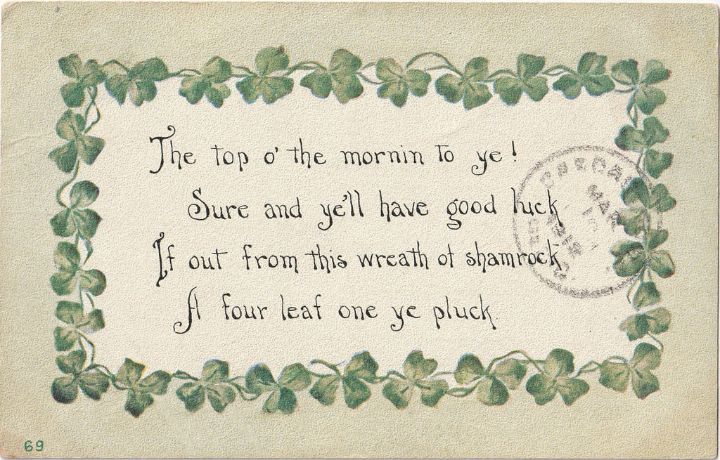 Top O' The Morning To Ye St Patrick's Day Postcard