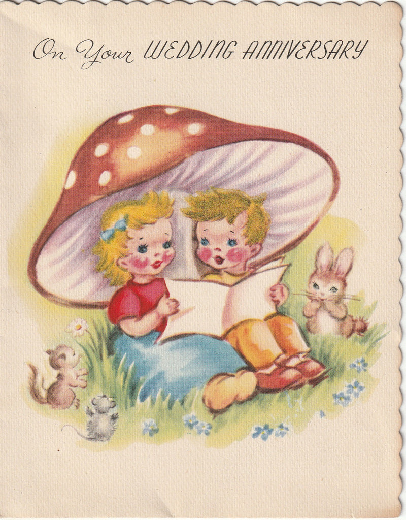 To the Nicest People on Your Wedding Anniversary - Mushroom - A Wipco Greeting - Card, c. 1950s