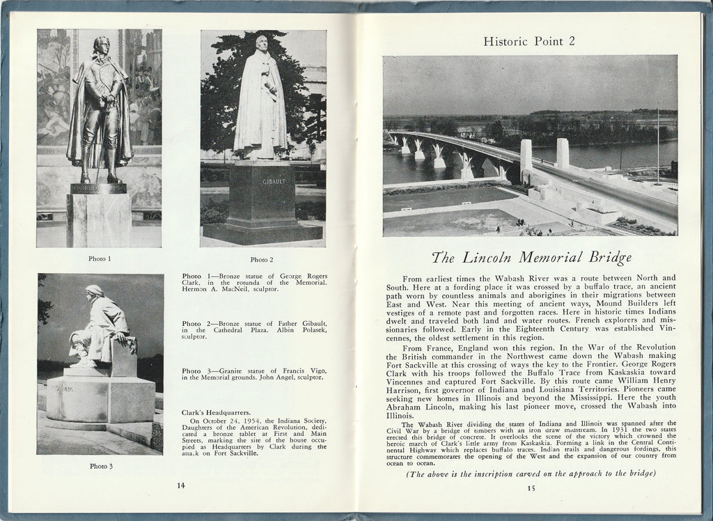 Tourist's Guide to Historic Vincennes Booklet, c. 1970