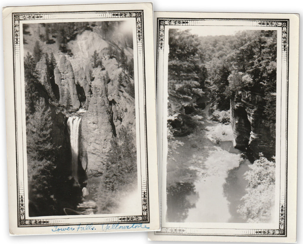 Tower Falls - Yellowstone National Park, WY - SET of 2 - Snapshots, c. 1930s