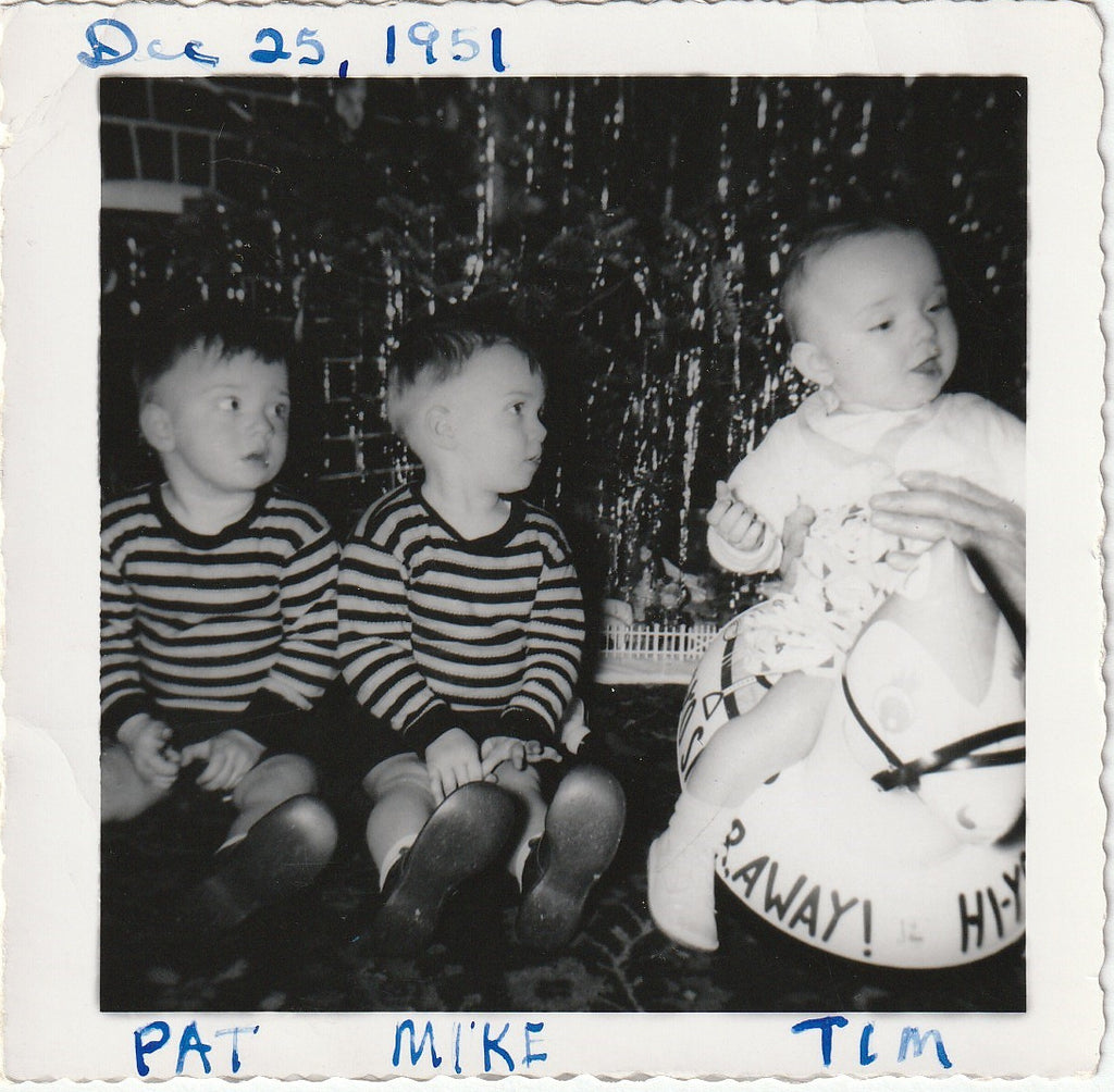 Twins at Christmas - Photo, c. 1950s 1 of 2