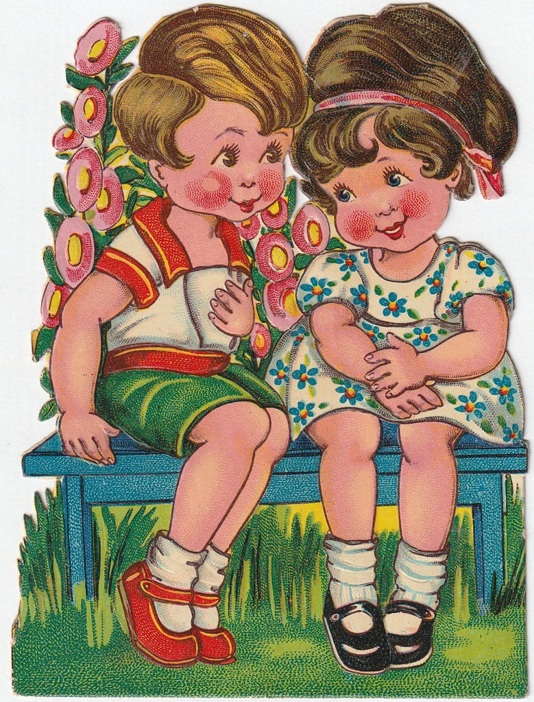 Valentine Kiddos - Die-cut card, c. 1930s