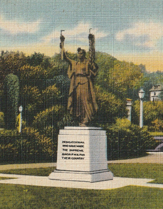 Veterans Memorial Statue Bangor Maine Vintage Postcard Close Up 2