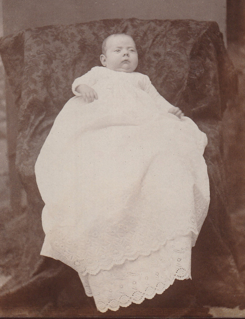 Victorian Baby Portrait - Mt. Ayr, Iowa - Cabinet Photo, c. 1800s Close Up