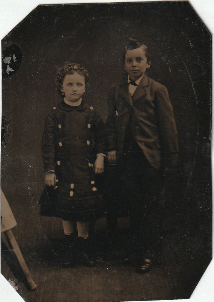 Victorian Children - Brother and Sister Portrait - Tintype, c. 1800s